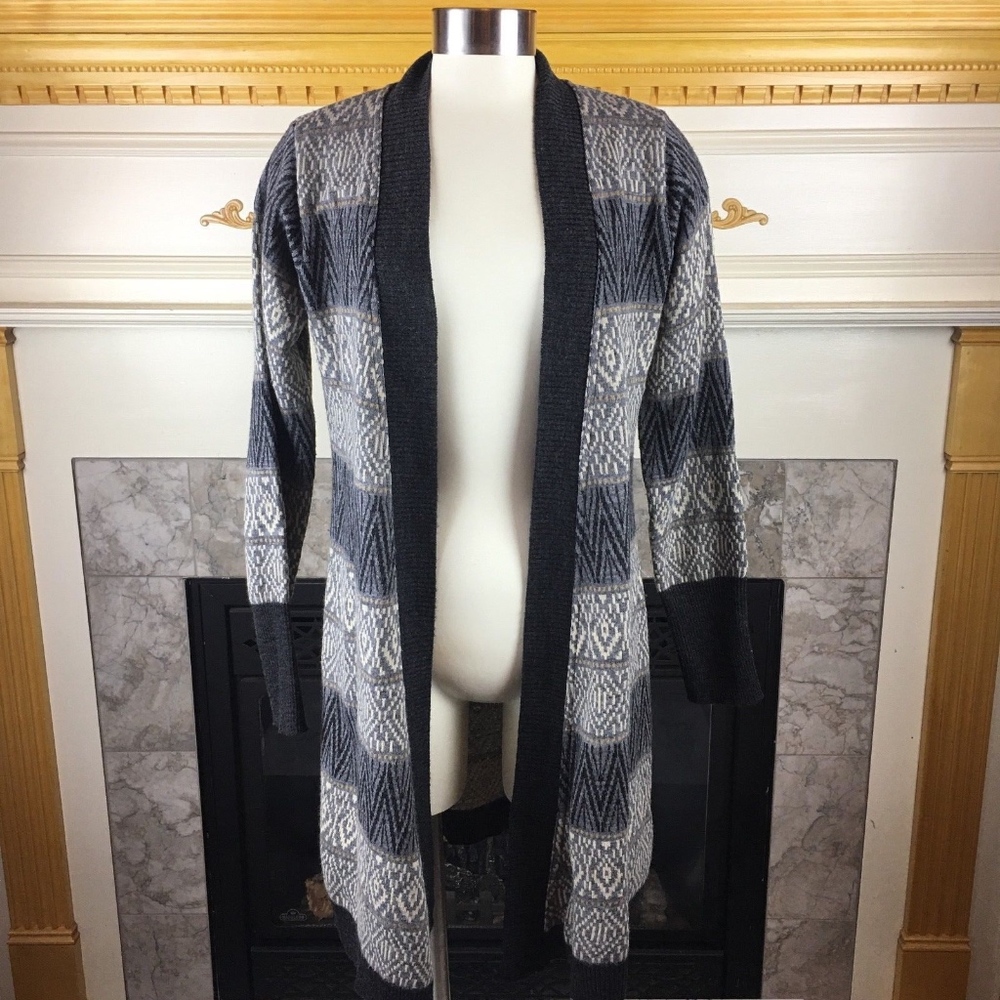 Berretti Italy M Wool-Blend Tribal Long Cardigan
